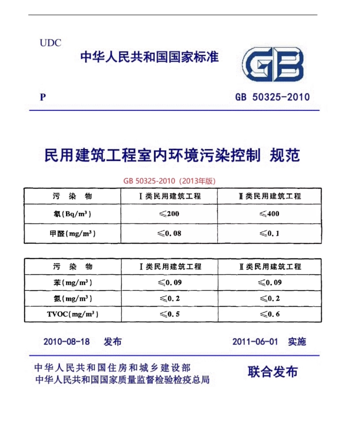 GB 50325-2010《民用建筑工程室內(nèi)環(huán)境污染控制規(guī)范》
